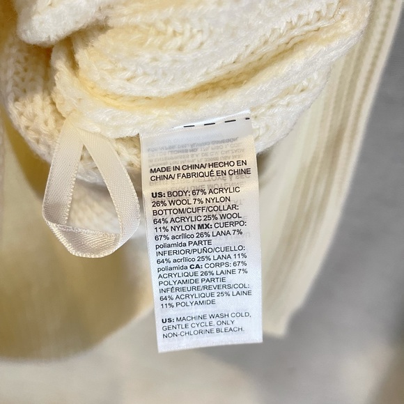 NWT WHBM vnk high low pearl pull over sweater, XXSP, ecru - Picture 8 of 14